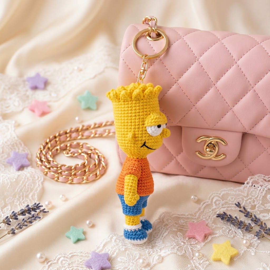 Crochet Mischief Charm – Handmade Kawaii Bag Accessory