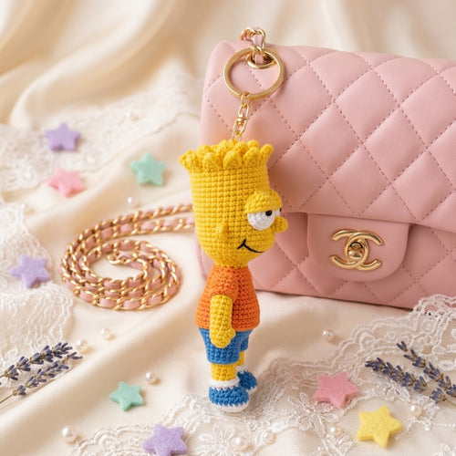 Crochet Mischief Charm – Handmade Kawaii Bag Accessory
