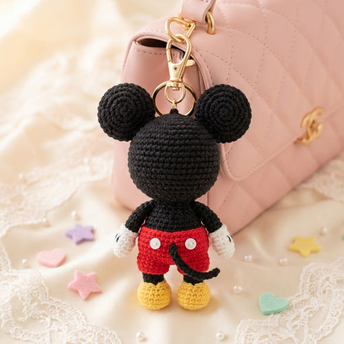 Crochet Cheeky Mouse Charm – Handmade Kawaii Bag Accessory